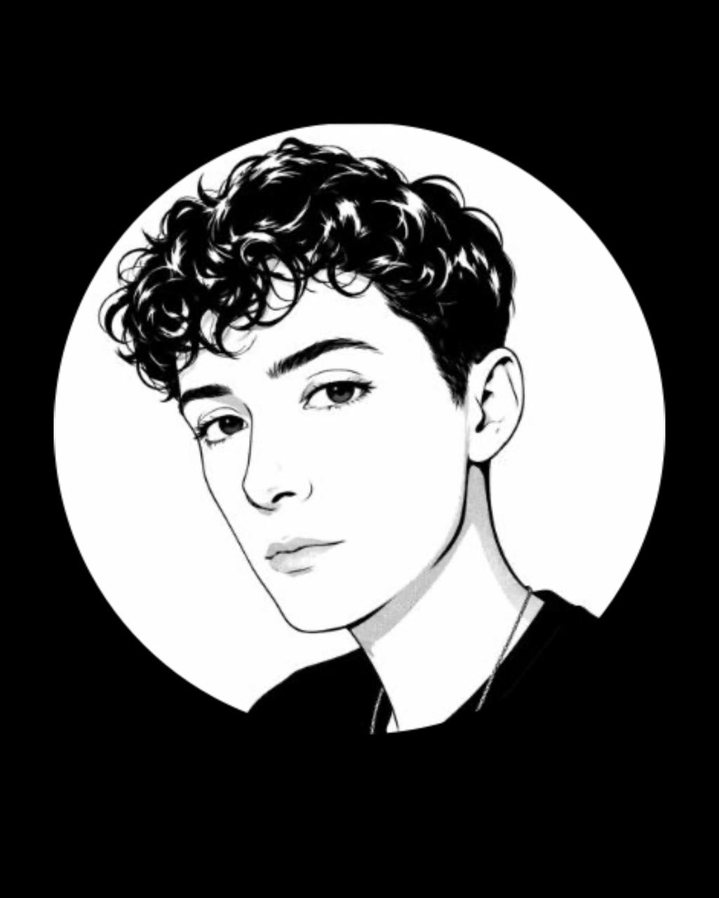 Black-and-white illustrated portrait of Rachel noCode.